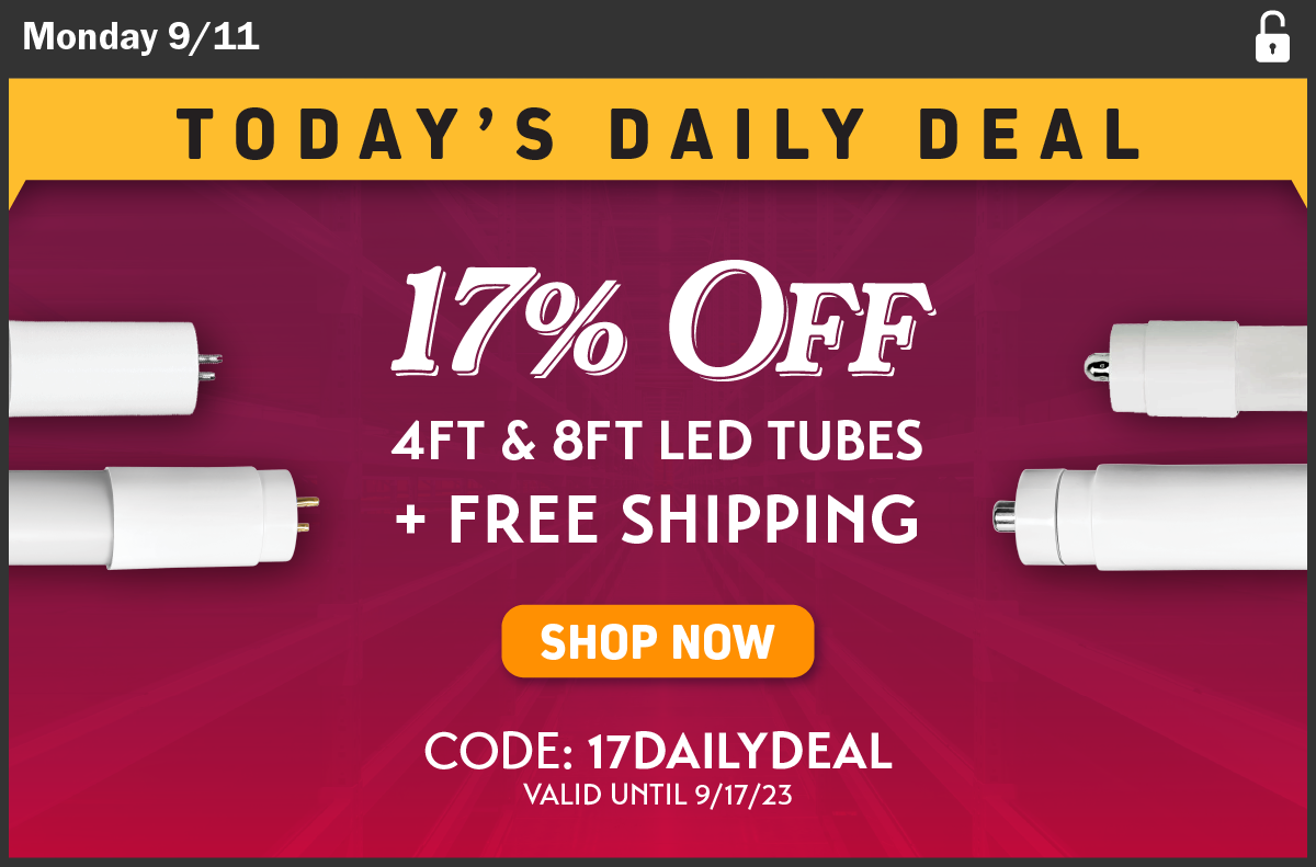 17% Off 4FT & 8 FT LED Tubes + Free Shipping