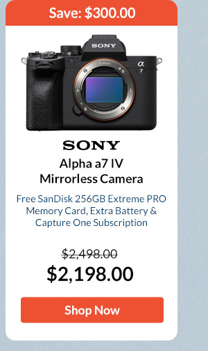 Sony Alpha a7 IV Mirrorless Camera   Free SanDisk 256GB Extreme PRO Memory Card, Extra Battery & Capture One Subscription 