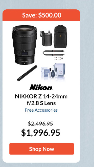 Nikon NIKKOR Z 14-24mm f/2.8 S Lens   Free Accessories 