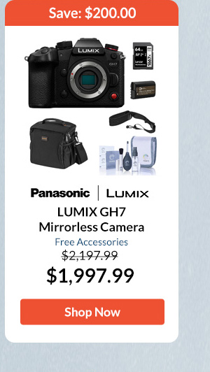 Panasonic LUMIX GH7 Mirrorless Camera   Free Accessories 