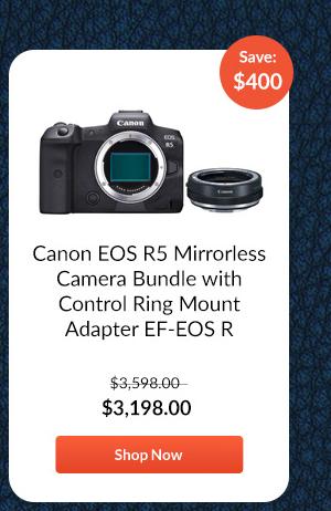 Canon EOS R5 Mirrorless Camera Bundle with Control Ring Mount Adapter EF-EOS R