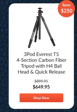 3Pod Everest T5 4-Section Carbon Fiber Tripod with H4 Ball Head & Quick Release