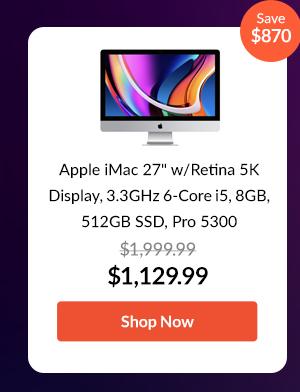 Apple iMac 27 with Retina 5K Display, 3.3Ghz 6-Core Intel i5, 8GB RAM, 512GB SSD, AMD Radeon Pro 5300 4GB, Mid 2020