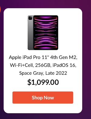 Apple iPad Pro 11 4th Gen M2 Chip, Wi-Fi + Cellular, 256GB, iPadOS 16, Space Gray, Late 2022