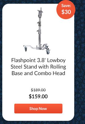 Flashpoint 3.8' Lowboy Steel Stand with Rolling Base and Combo Head
