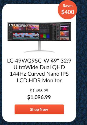 LG 49WQ95C-W 49 32:9 UltraWide Dual QHD 144Hz Curved Nano IPS LCD HDR