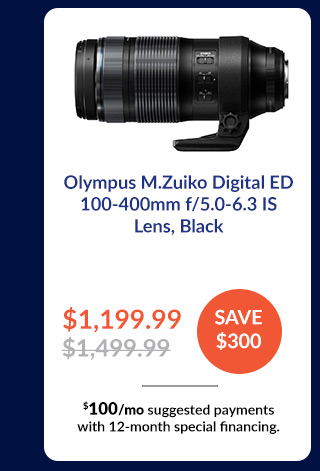 Olympus M.Zuiko Digital ED 100-400mm f/5.0-6.3 IS Lens, Black