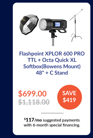 Flashpoint XPLOR 600 PRO TTL + Octa Quick XL Softbox(Bowens Mount) 48inches + C Stand
