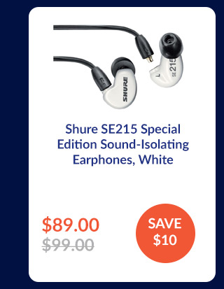 Shure SE215 Special Edition Sound-Isolating Earphones, White