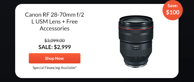 Canon RF 28-70mm f/2 L USM Lens + Free Accessories