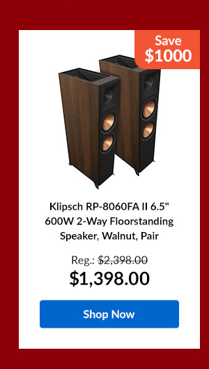 Klipsch RP-8060FA II 6.5inches 600W 2-Way Floorstanding Speaker, Walnut, Pair