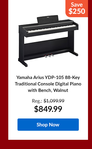 Yamaha Arius YDP-105 88-Key Traditional Console Digital Piano with Bench, Walnut