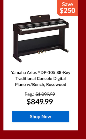 Yamaha Arius YDP-105 88-Key Traditional Console Digital Piano w/Bench, Rosewood