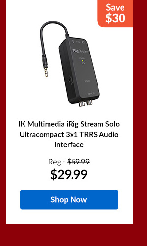 IK Multimedia iRig Stream Solo Ultracompact 3x1 TRRS Audio Interface