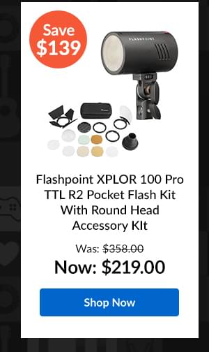 Flashpoint XPLOR 100 Pro TTL R2 Pocket Flash Kit With Round Head Accessory KIt