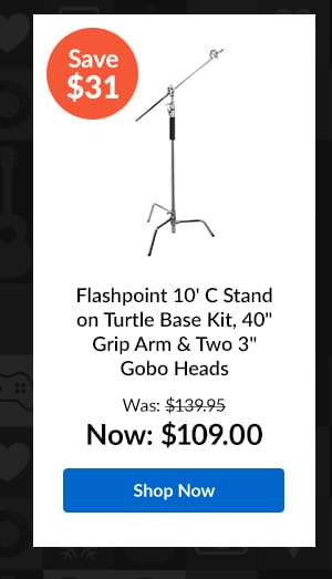 Flashpoint 10 C Stand on Turtle Base Kit, 40 Grip Arm & Two 3 Gobo Heads