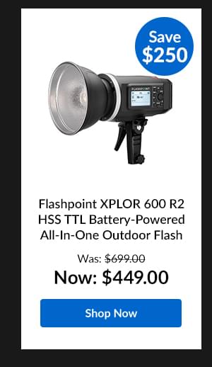 Flashpoint XPLOR 600 R2 HSS TTL Battery-Powered All-In-One Outdoor Flash