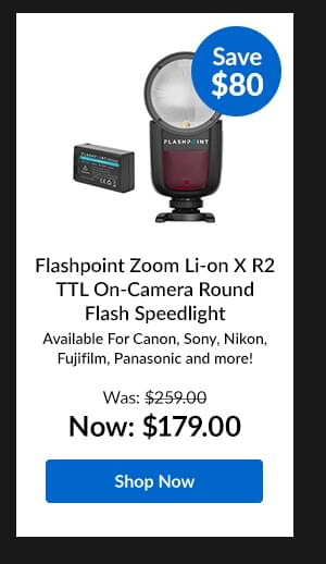 Flashpoint Zoom Li-on X R2 TTL On-Camera Round Flash Speedlight