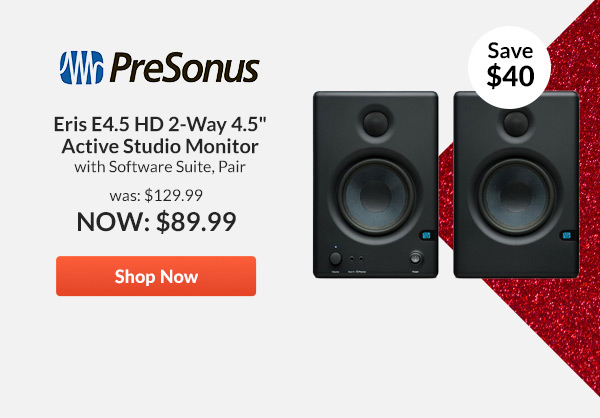 PreSonus Eris E4.5 HD 2-Way 4.5inches Active Studio Monitor with Software Suite, Pair