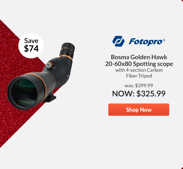 FotoPro Bosma Golden Hawk 20-60x80 Spotting scope with 4-section Carbon Fiber Tripod