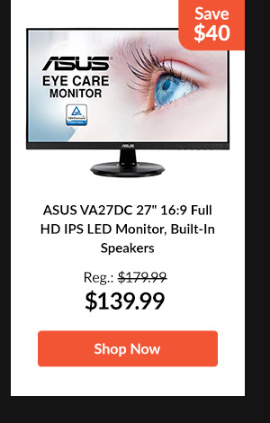 ASUS VA27DC 27inches 16:9 Full   HD IPS LED Monitor, Built-In Speakers