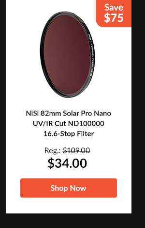 NiSi 82mm Solar Pro Nano UV/IR   Cut ND100000 16.6-Stop Filter