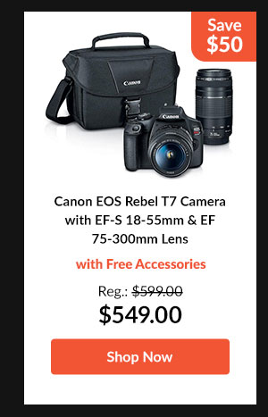 Canon EOS Rebel T7 Camera with EF-S 18-55mm & EF 75-300mm Lens