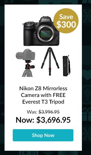 Nikon Z8 Mirrorless Camera, Bundle with Everest T3 Tripod