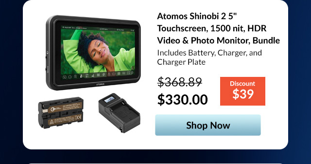 Atomos Shinobi 2 5inches Touchscreen, 1500 nit, HDR Video & Photo Monitor, Bundle