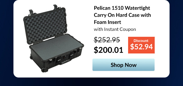 Pelican 1510 Watertight Carry On Hard Case with Foam Insert