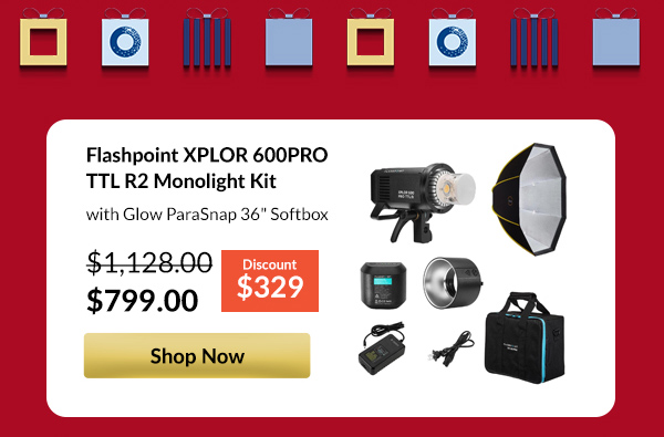 Flashpoint XPLOR 600PRO TTL R2 Monolight Kit With Glow ParaSnap 36inches Softbox