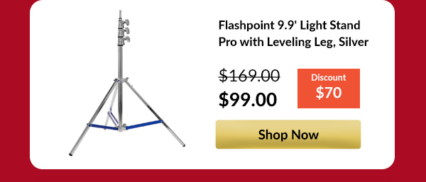 Flashpoint 9.9' Light Stand Pro with Leveling Leg, Silver