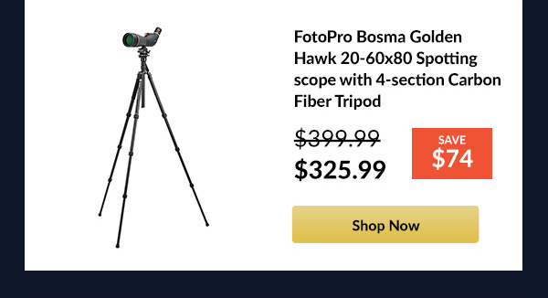 FotoPro Bosma Golden Hawk 20-60x80 Spotting scope with 4-section Carbon Fiber Tripod