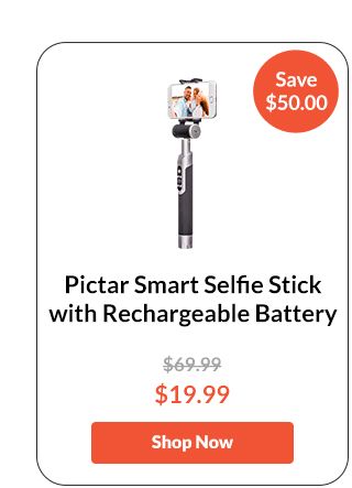 Pictar Smart Selfie Stick with Rechargeable Battery