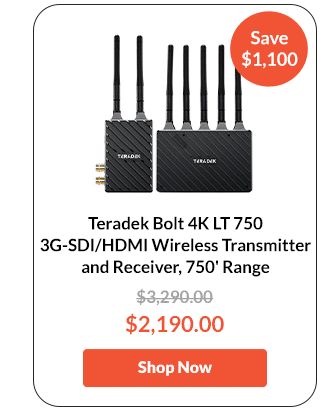 Teradek Bolt 4K LT 750 3G-SDI/HDMI Wireless Transmitter and Receiver, 750' Range
