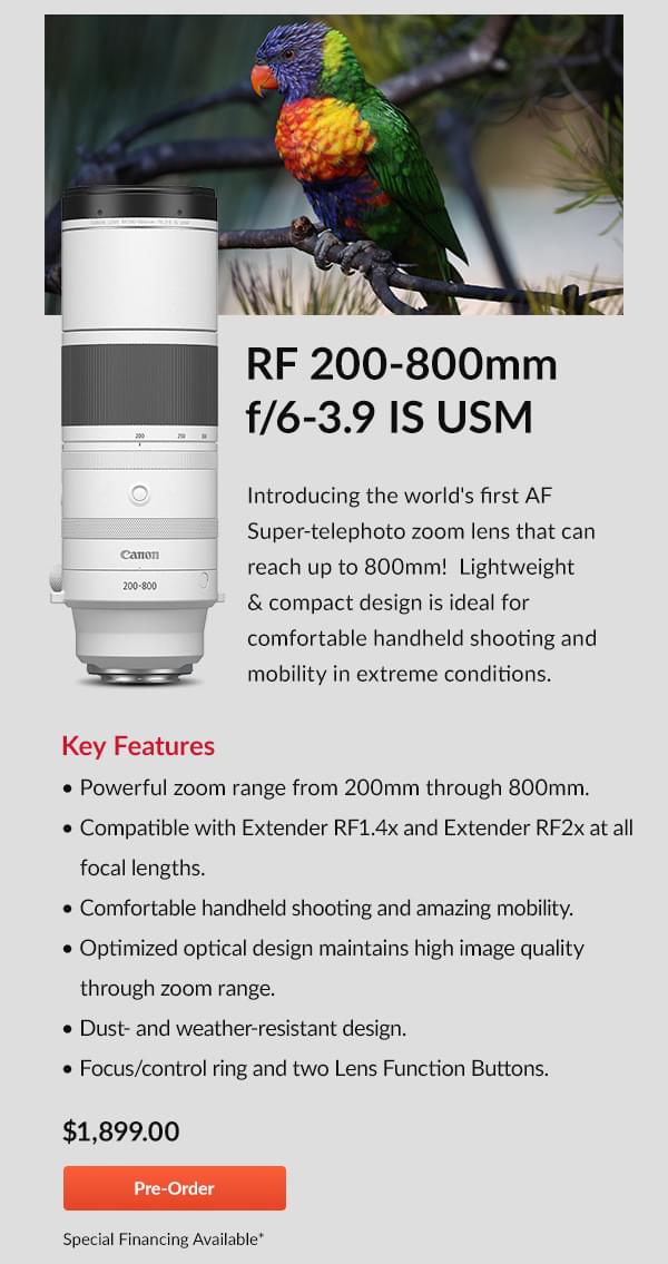 RF 200-800mm f/6-3.9 IS USM Lens