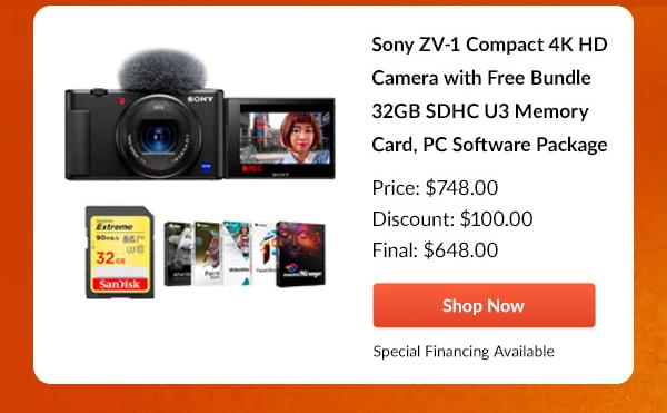 Sony ZV-1 Compact 4K HD Camera with Free Bundle