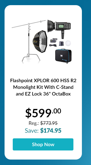 Flashpoint XPLOR 600 HSS R2 Monolight Kit With C-Stand and EZ Lock 36 OctaBox