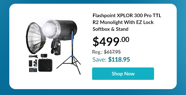 Flashpoint XPLOR 300 Pro TTL R2 Monolight With EZ Lock Softbox & Stand