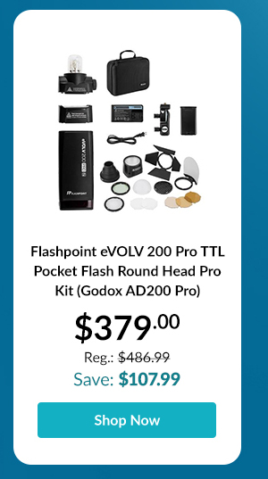 Flashpoint eVOLV 200 Pro TTL Pocket Flash Round Head Pro Kit (Godox AD200 Pro)