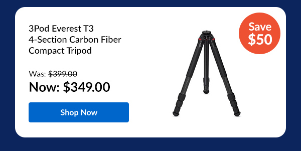 3Pod Everest T3 4-Section Carbon Fiber Compact Tripod