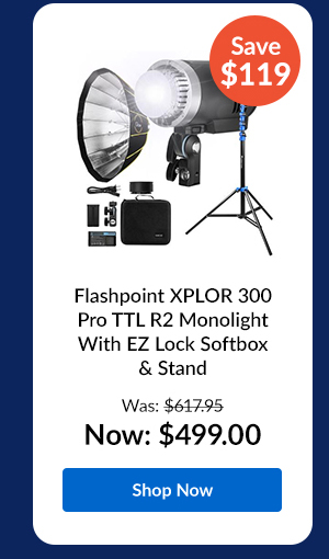 Flashpoint XPLOR 300 Pro TTL R2 Monolight With EZ Lock Softbox & Stand