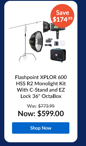 Flashpoint XPLOR 600 HSS R2 Monolight Kit With C-Stand and EZ Lock 36