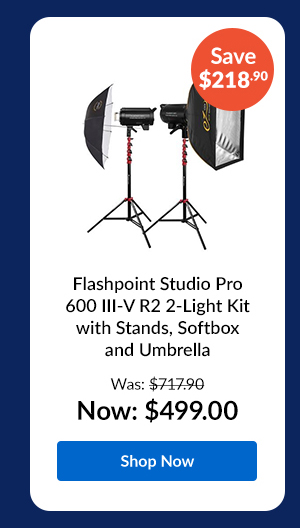Flashpoint Studio Pro 600 III-V R2 2-Light Kit with Stands, Softbox and Umbrella