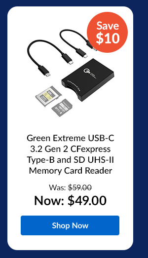 Green Extreme USB-C 3.2 Gen 2 CFexpress Type-B and SD UHS-II Memory Card Reader