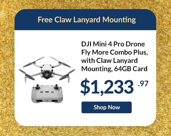 DJI Mini 4 Pro Drone Fly More Combo Plus, with Claw Lanyard Mounting, 64GB Card