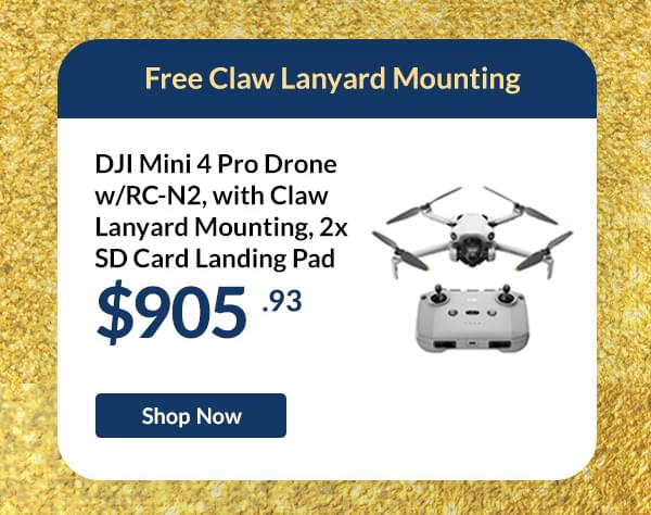 DJI Mini 4 Pro Drone w/RC-N2, with Claw Lanyard Mounting, 2x SD Card Landing Pad