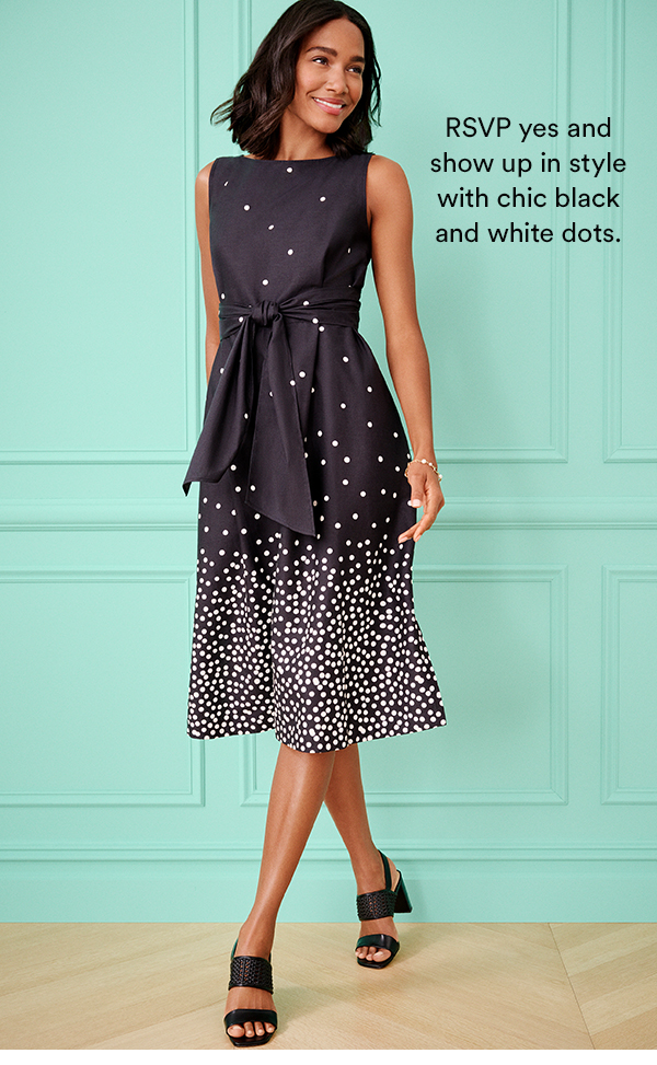  RSVP yes and show up in style with chic black and white dots. 