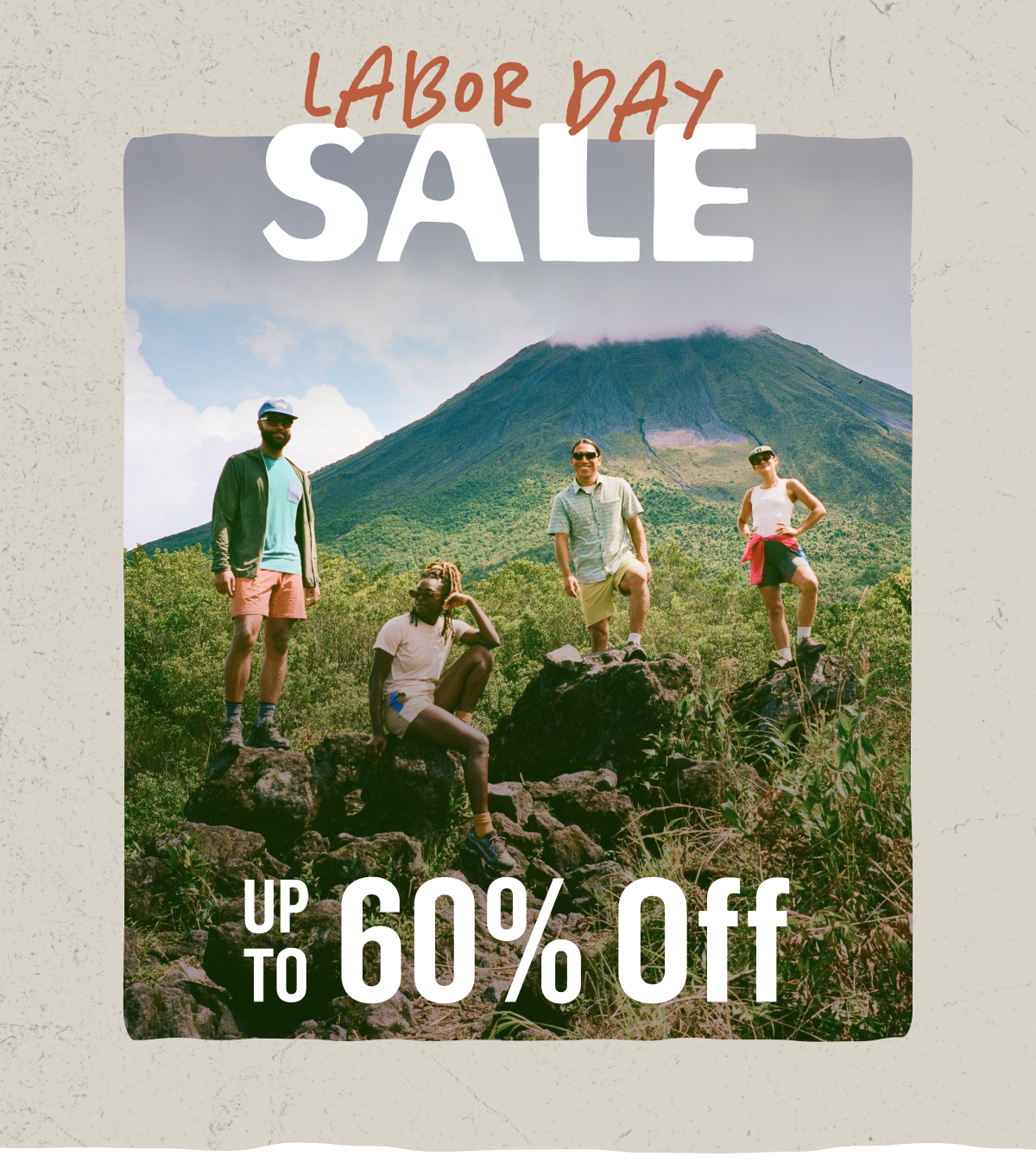 Labor Day Sale Up To 60% Off. people sitting around a campfire