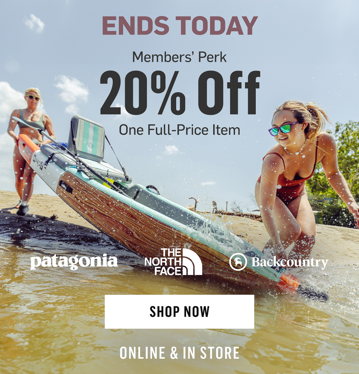 Ends Today Members' Perk 20% OFF One Full-Price Item Patagonia TNF Backcountry Shop Now